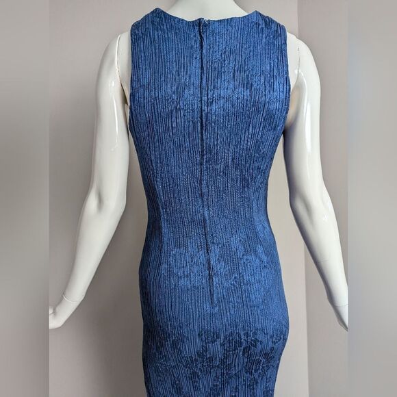 90s Minimalist Maxi Dress – Crinkled Fabric, Rose Pattern, Slit, Size XS/S, Sava - Picture 8 of 10